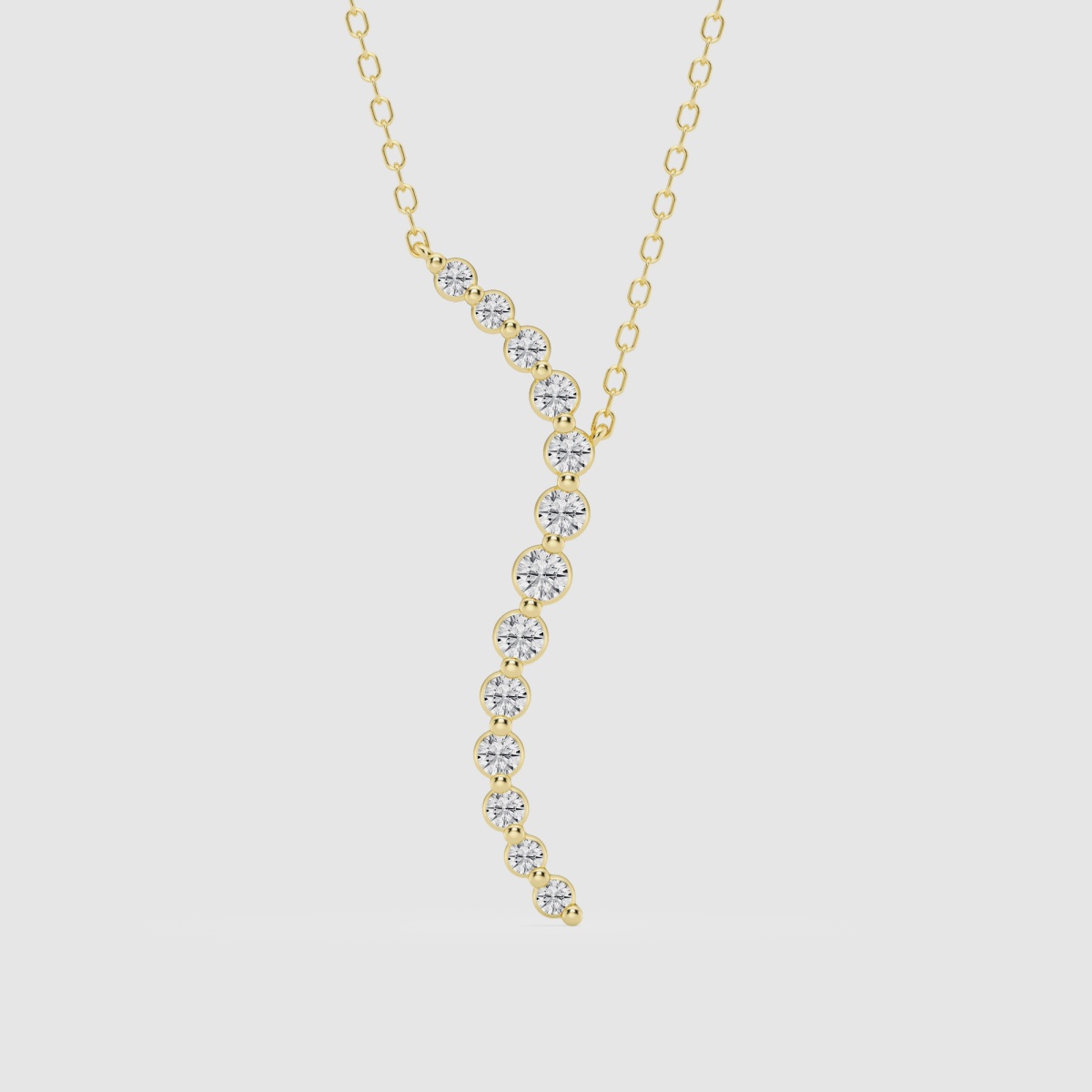 Natural Diamond | 3/8 ctw Round Curved Floating Fashion Pendant with Adjustable Chain