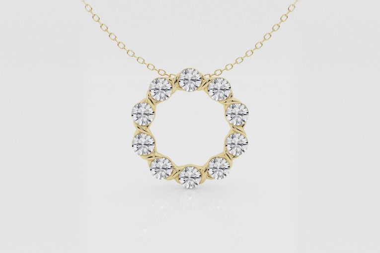 Natural Diamond | 2 ctw Round XO Circle Fashion Pendant with Adjustable Chain