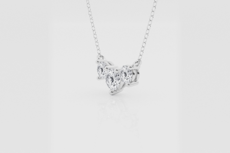 Natural Diamond | 1 ctw Round Three Stone Fashion Pendant with Adjustable Chain