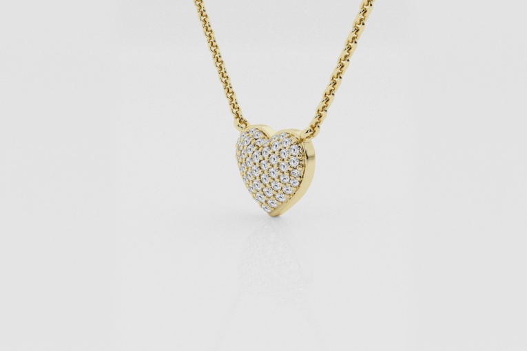 Natural Diamond | 1/4 ctw Round Petite Pave Heart Fashion Pendant with Adjustable Chain