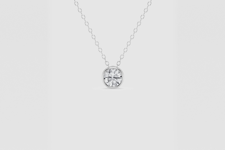 Natural Diamond | 1/2 ctw Round Bezel Solitaire Pendant