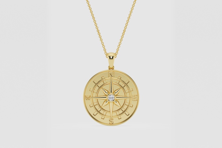 Natural Diamond | 1/10 ctw Round Compass Fashion Pendant