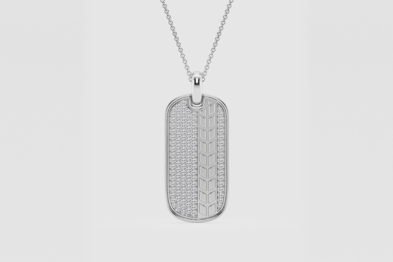 Natural Diamond | 5/8 ctw Round Dog Tag Fashion Pendant