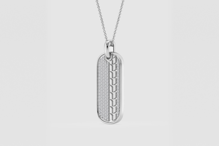 Natural Diamond | 5/8 ctw Round Dog Tag Fashion Pendant