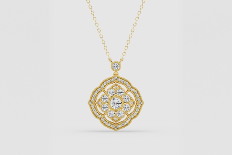 Natural Diamond | 1 ctw Round Vintage Fashion Pendant