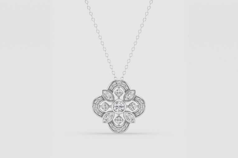 Natural Diamond | 3/4 ctw Marquise and Round Vintage Fashion Pendant