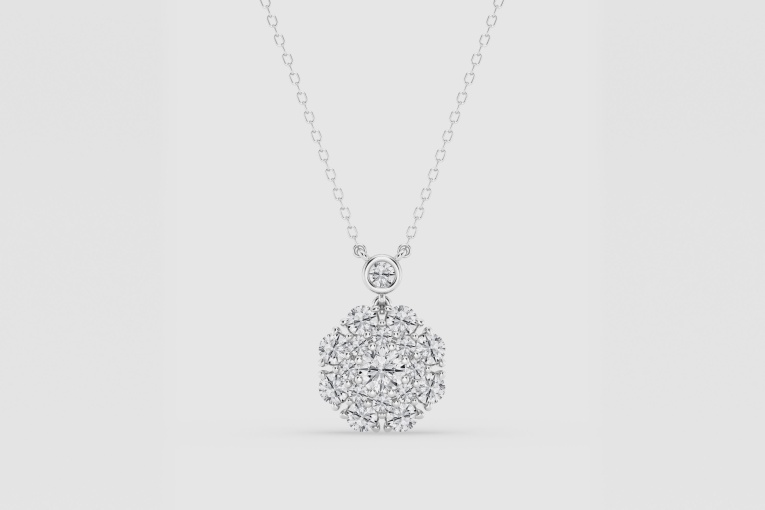 Natural Diamond | 1 1/2 ctw Round Vintage Inspired Fashion Pendant