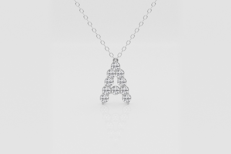 Natural Diamond | 2/5 ctw Round Initial A Fashion Pendant