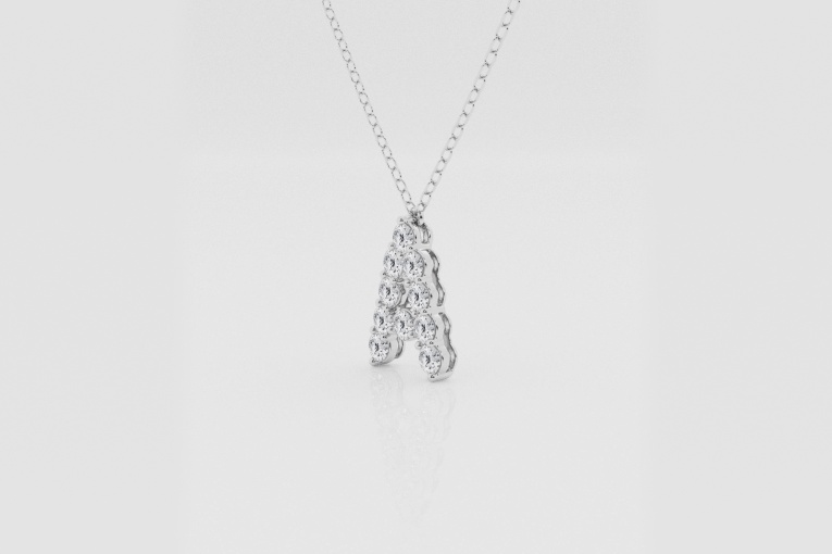 Natural Diamond | 2/5 ctw Round Initial A Fashion Pendant