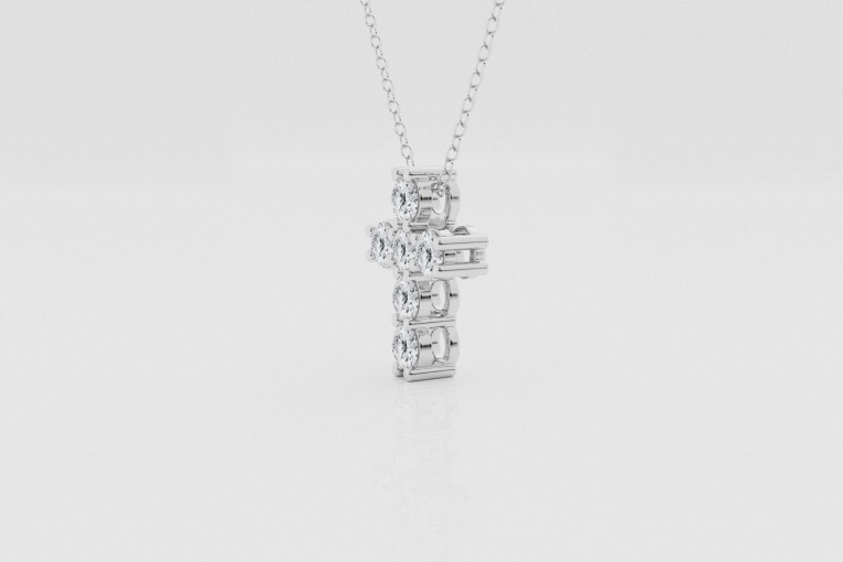 Natural Diamond | 1 ctw Round Petite Cross Pendant