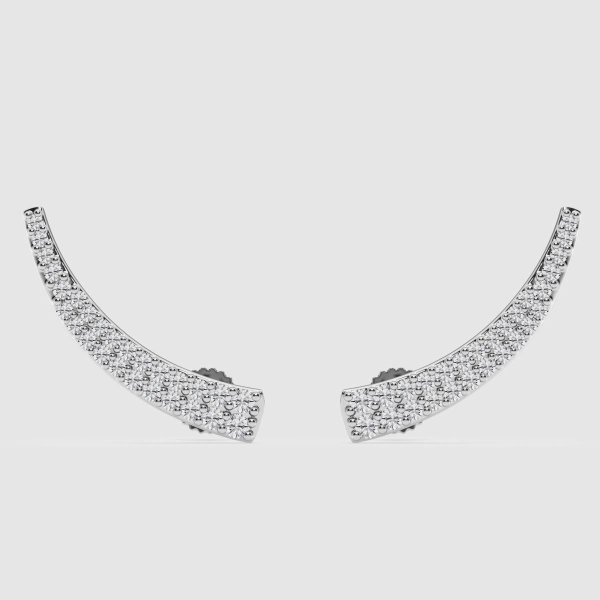 Natural Diamond | 1/2 ctw Round Pave Crawler Fashion Earrings