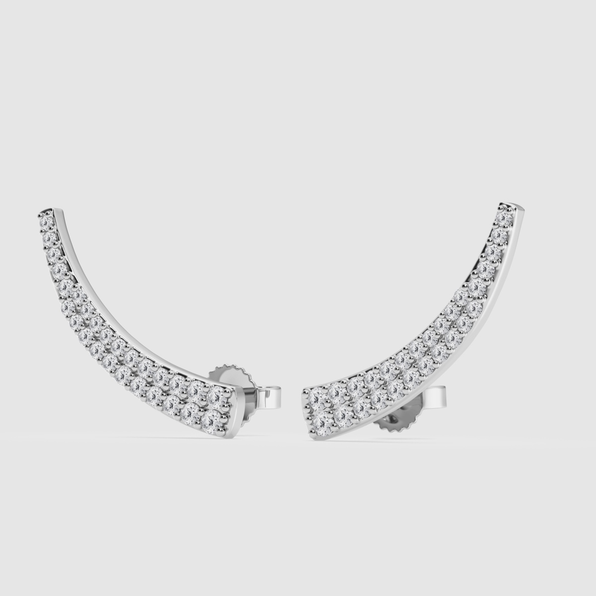 Natural Diamond | 1/2 ctw Round Pave Crawler Fashion Earrings