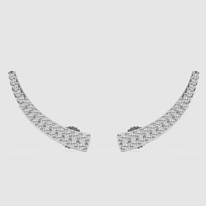 Natural Diamond | 1/2 ctw Round Pave Crawler Fashion Earrings