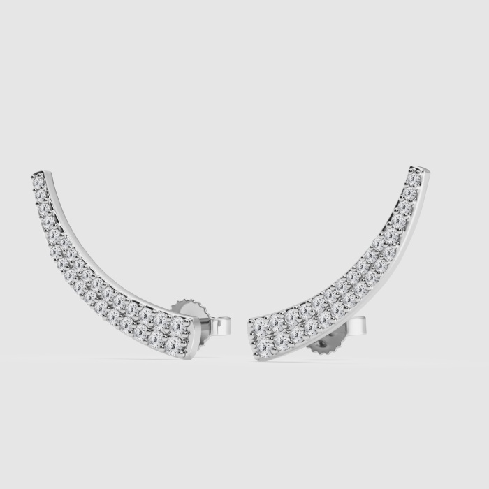 Natural Diamond | 1/2 ctw Round Pave Crawler Fashion Earrings