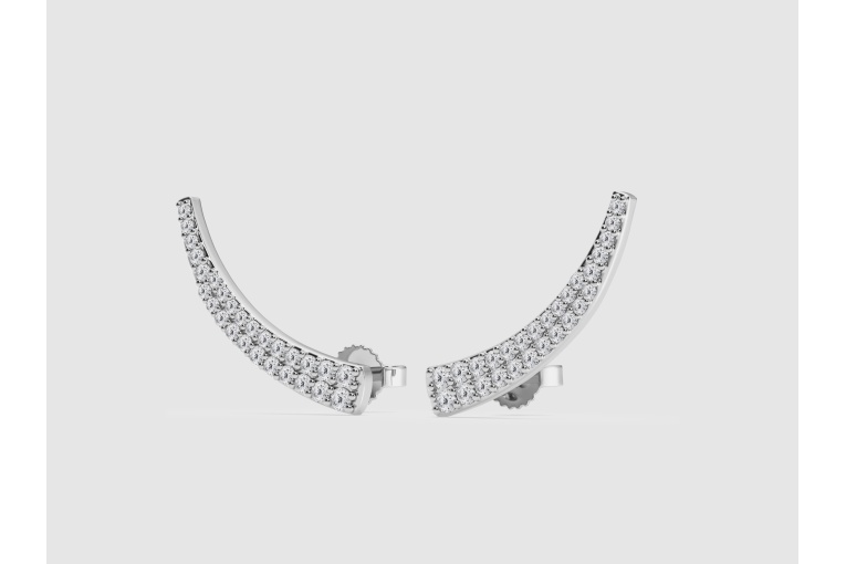 Natural Diamond | 1/2 ctw Round Pave Crawler Fashion Earrings