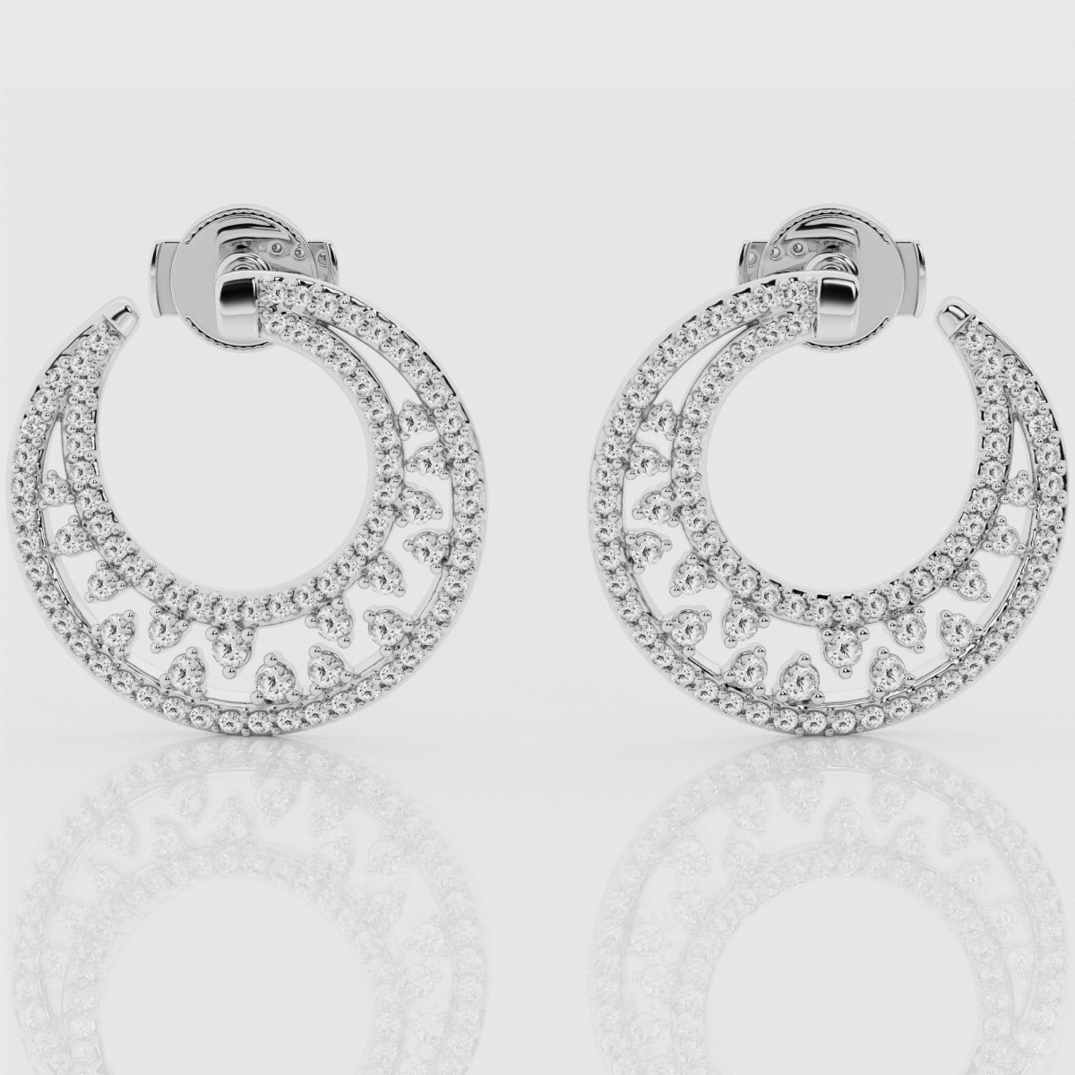 1 ctw Round Natural Diamond Half Moon Stud Earrings