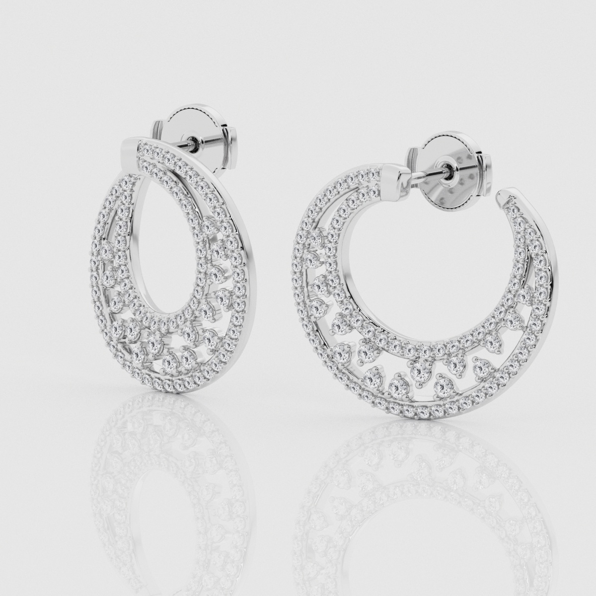 1 ctw Round Natural Diamond Half Moon Stud Earrings