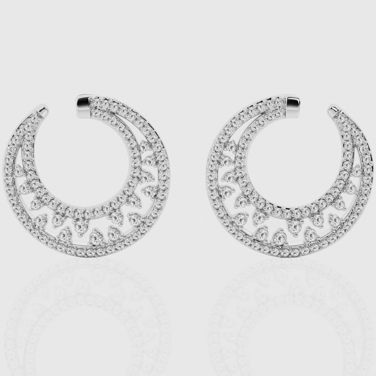 1 ctw Round Natural Diamond Half Moon Stud Earrings