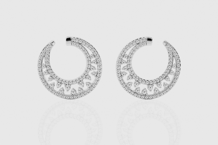 1 ctw Round Natural Diamond Half Moon Stud Earrings