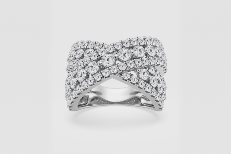 Natural Diamond | 3 ctw Round Criss-Cross Fashion Band