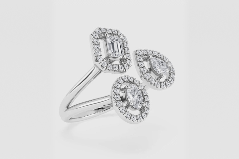 Natural Diamond | 3/4 ctw Multi-Shape Halo Fashion Ring