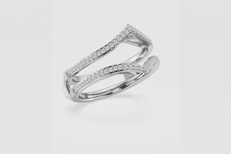 Natural Diamond | 1/3 ctw Round Chevron Ring Enhancer