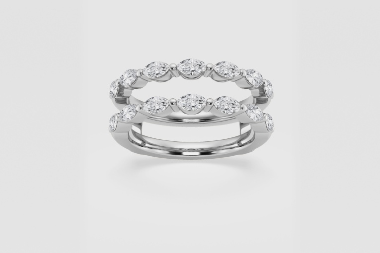 Natural Diamond | 1 1/4 ctw Marquise Double Row Ring Enhancer