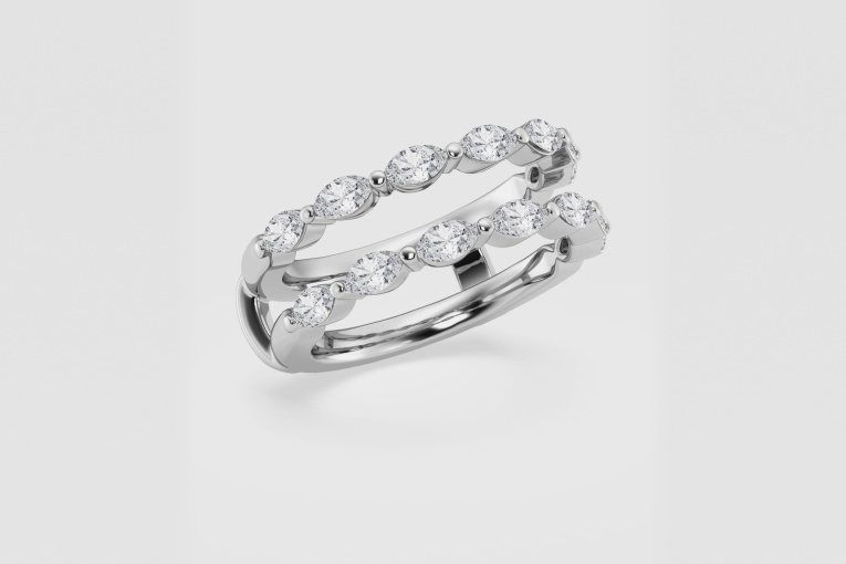 Natural Diamond | 1 1/4 ctw Marquise Double Row Ring Enhancer