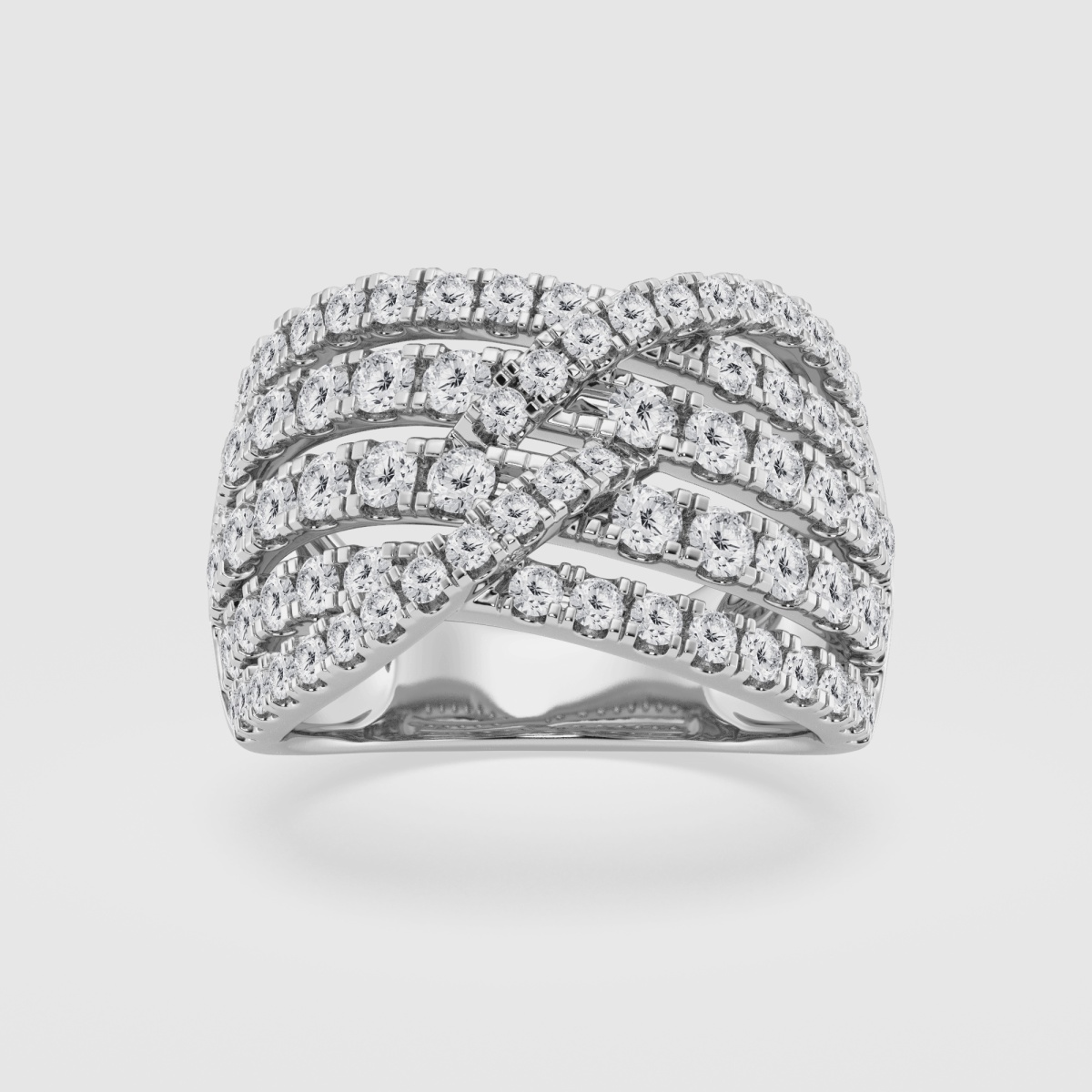 Natural Diamond | 2 ctw Round Crossover Multi-Row Fashion Band