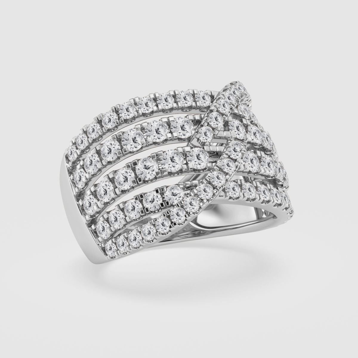 Natural Diamond | 2 ctw Round Crossover Multi-Row Fashion Band