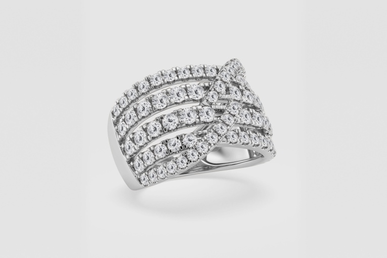 Natural Diamond | 2 ctw Round Crossover Multi-Row Fashion Band