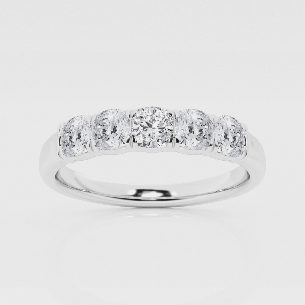 Natural Diamond | 1 ctw Cushion Five stone Anniversary Band