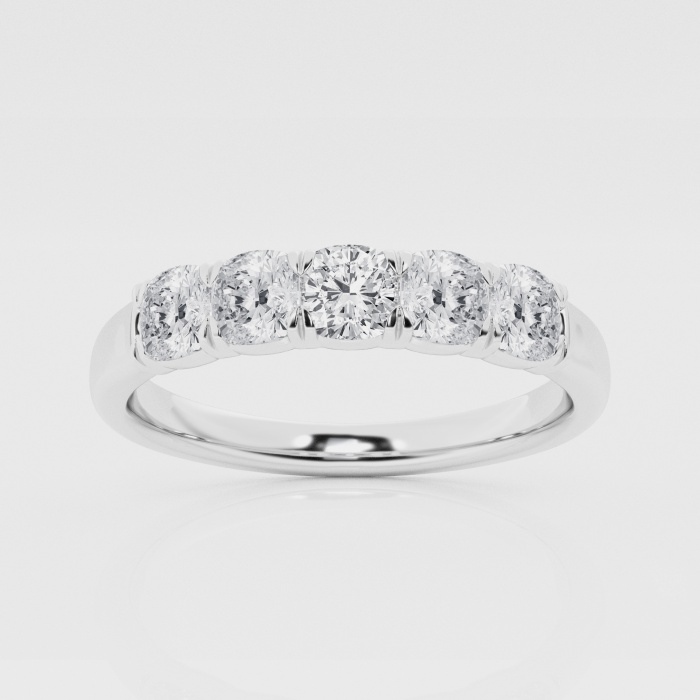 Natural Diamond | 1 ctw Cushion Five stone Anniversary Band