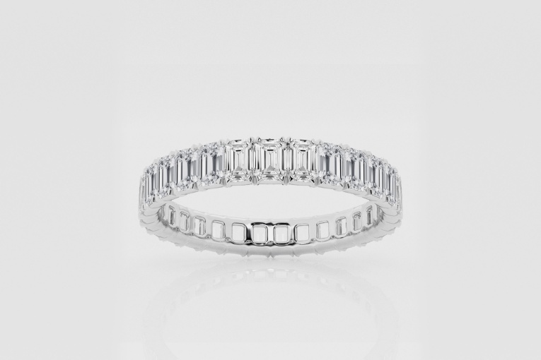 Natural Diamond | 2 ctw Emerald North-South Eternity Band