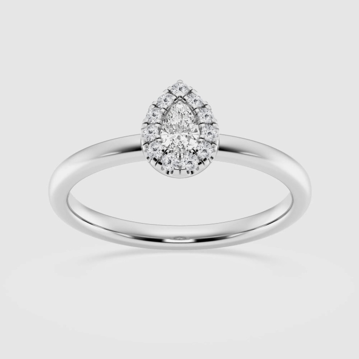 Natural Diamond | 1/4 ctw Pear and Round Micro Pave Halo Fashion Ring