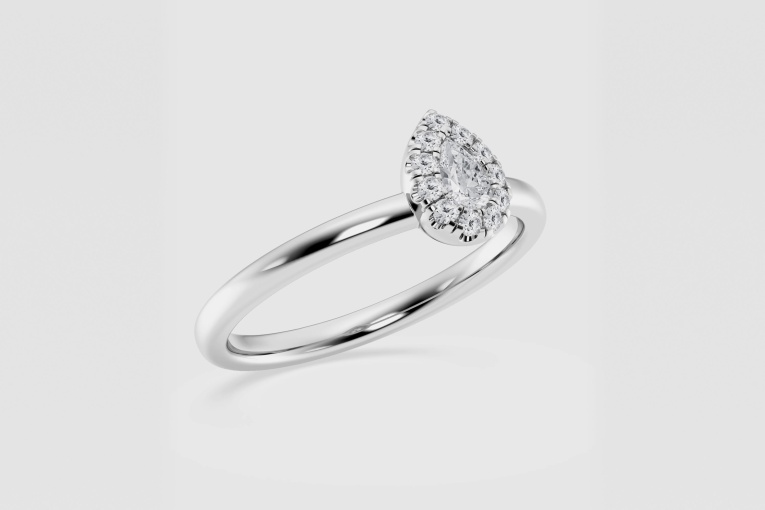 Natural Diamond | 1/4 ctw Pear and Round Micro Pave Halo Fashion Ring