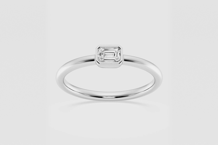 Natural Diamond | 1/4 ctw Emerald East-West Bezel Fashion Ring