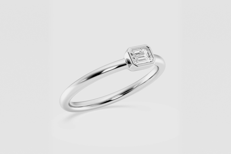 Natural Diamond | 1/4 ctw Emerald East-West Bezel Fashion Ring