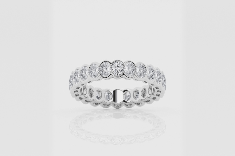 Natural Diamond | 2 ctw Oval Half Bezel Eternity Band