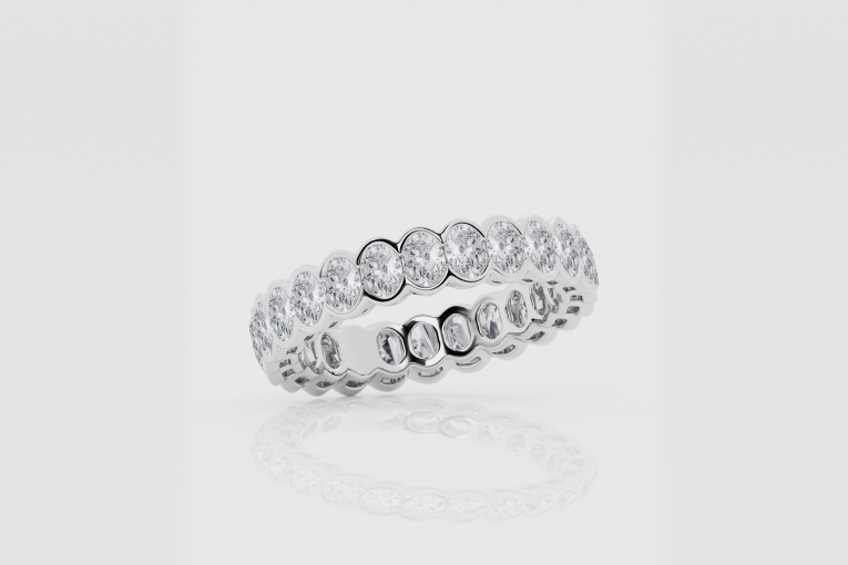 Natural Diamond | 2 ctw Oval Half Bezel Eternity Band