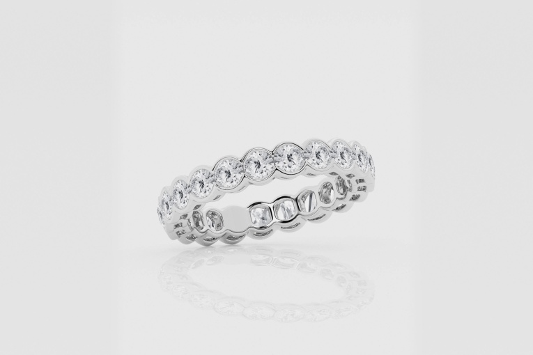 Natural Diamond | 2 ctw Round Half Bezel Eternity Band