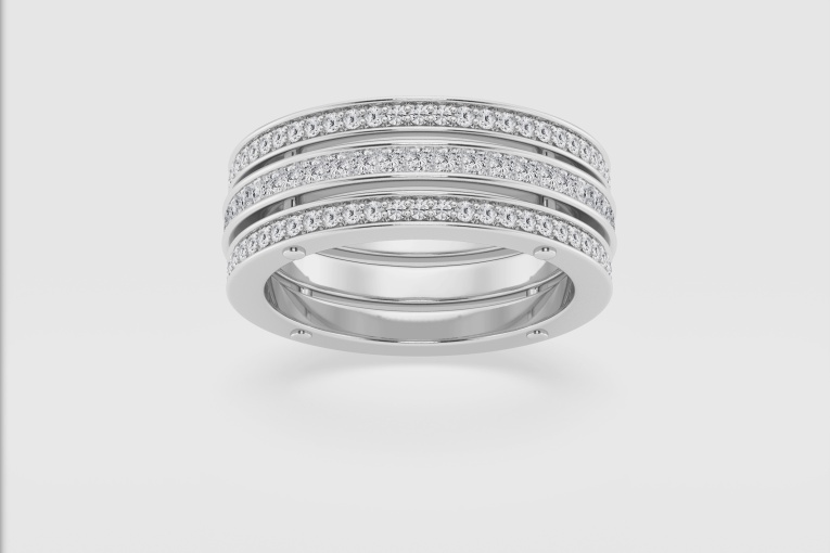 2 ctw Princess Natural Diamond Triple Row Eternity Band