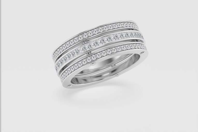 2 ctw Princess Natural Diamond Triple Row Eternity Band