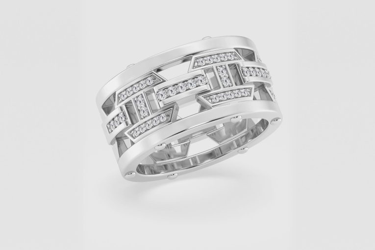 Natural Diamond | 1/3 ctw Round Nautical Design Wedding Band