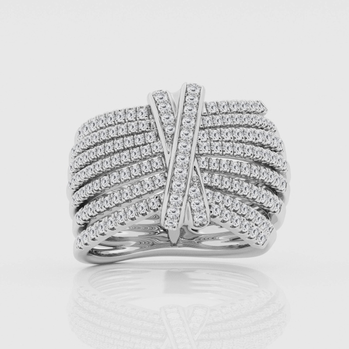 Natural Diamond | 1 ctw Round Multi-Row X Fashion Band