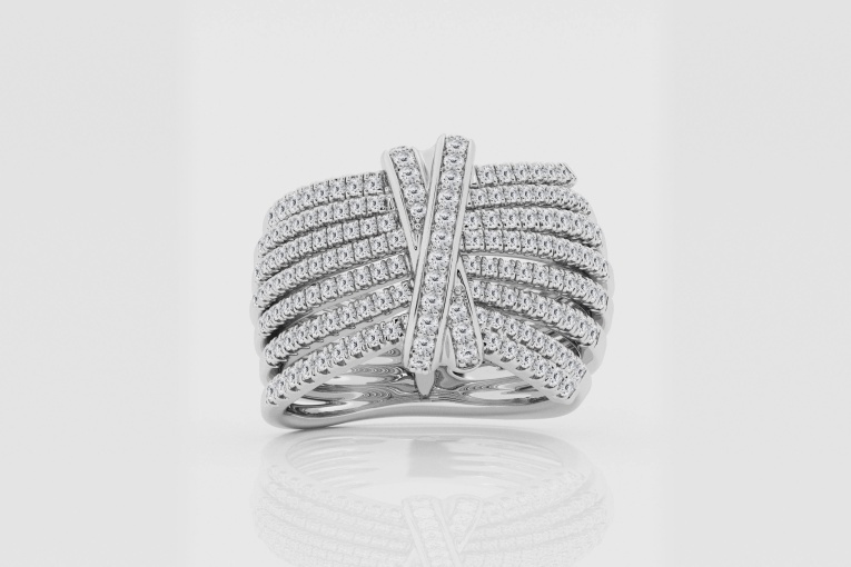 Natural Diamond | 1 ctw Round Multi-Row X Fashion Band