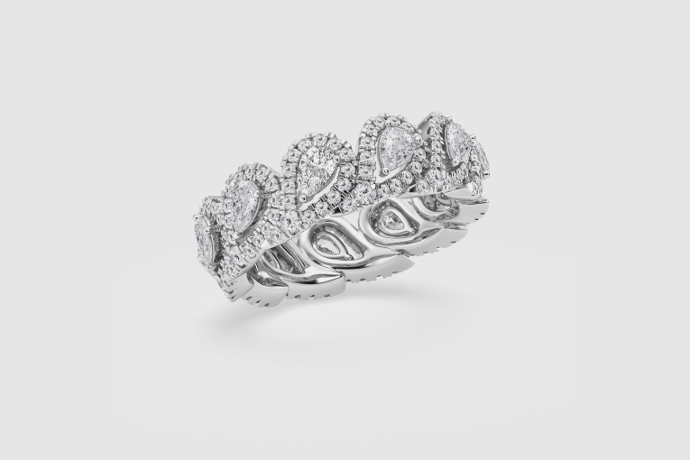 2 ctw Pear Natural Diamond Oean Waves Eternity Band