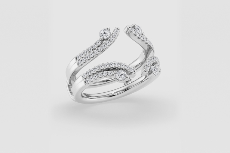 Natural Diamond | 1/2 ctw Round Two Row Ring Enhancer