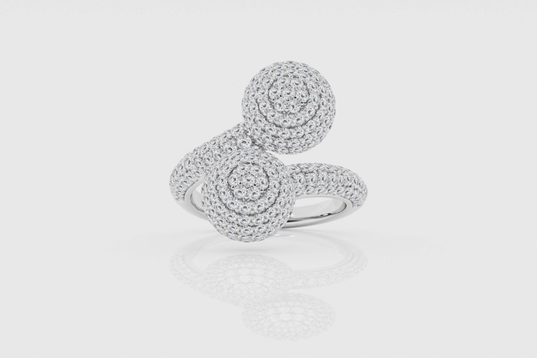 Natural Diamond | 3 1/2 ctw Round Bypass Pave Fashion Ring