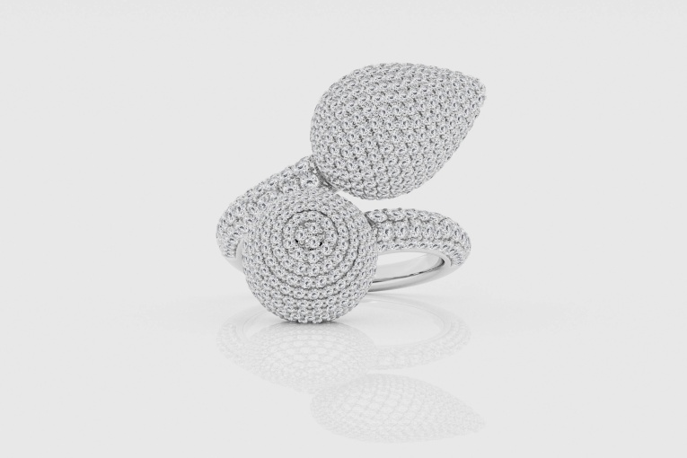 Natural Diamond | 3 1/2 ctw Round Cone Pave Fashion Ring